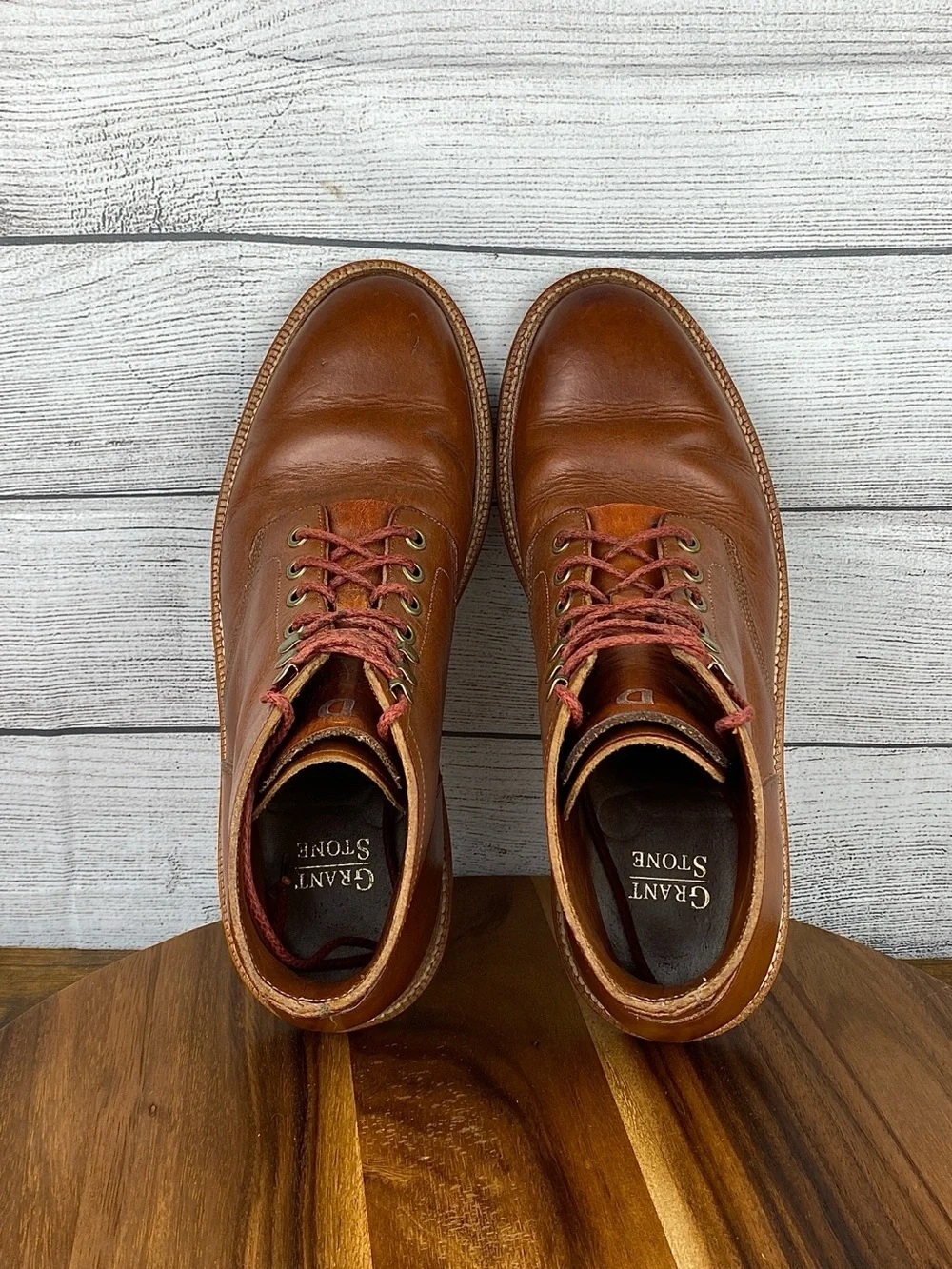 Grant Stone Diesel Saddle Tan Leather Plain Toe Boot Men’s Size 10 D